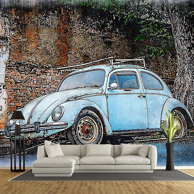 Car Transportation Mural Contemporary Wall Covering for Living Room, Waterproofing