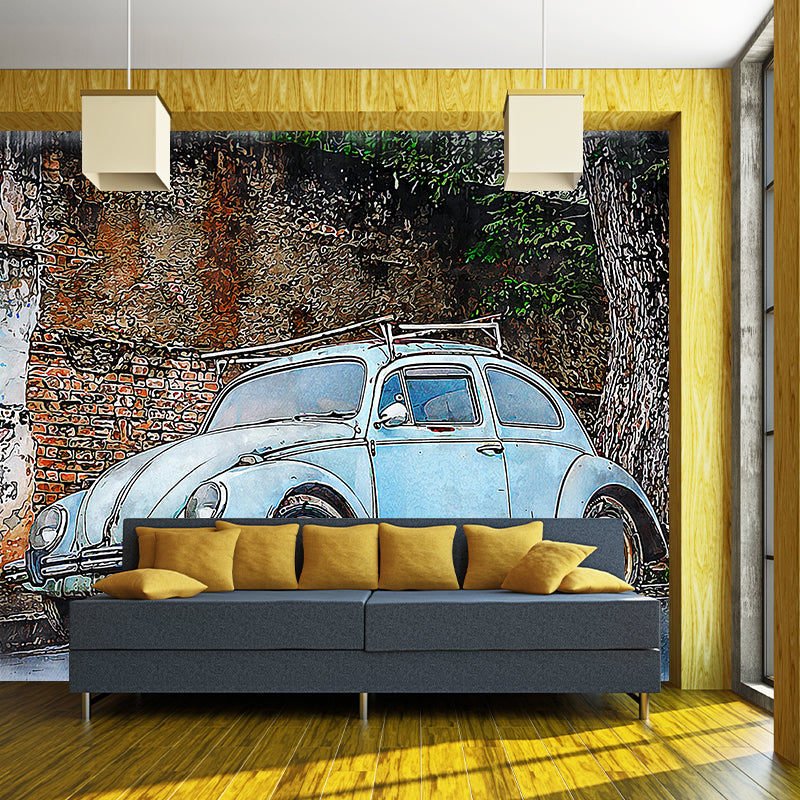 Car Transportation Mural Contemporary Wall Covering for Living Room, Waterproofing