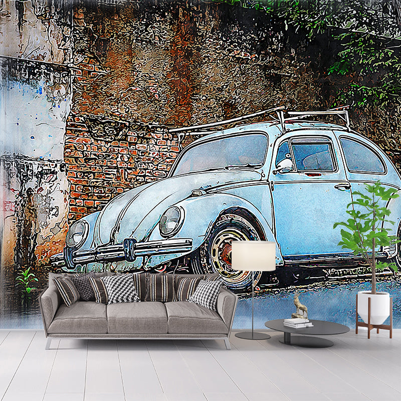 Car Transportation Mural Contemporary Wall Covering for Living Room, Waterproofing