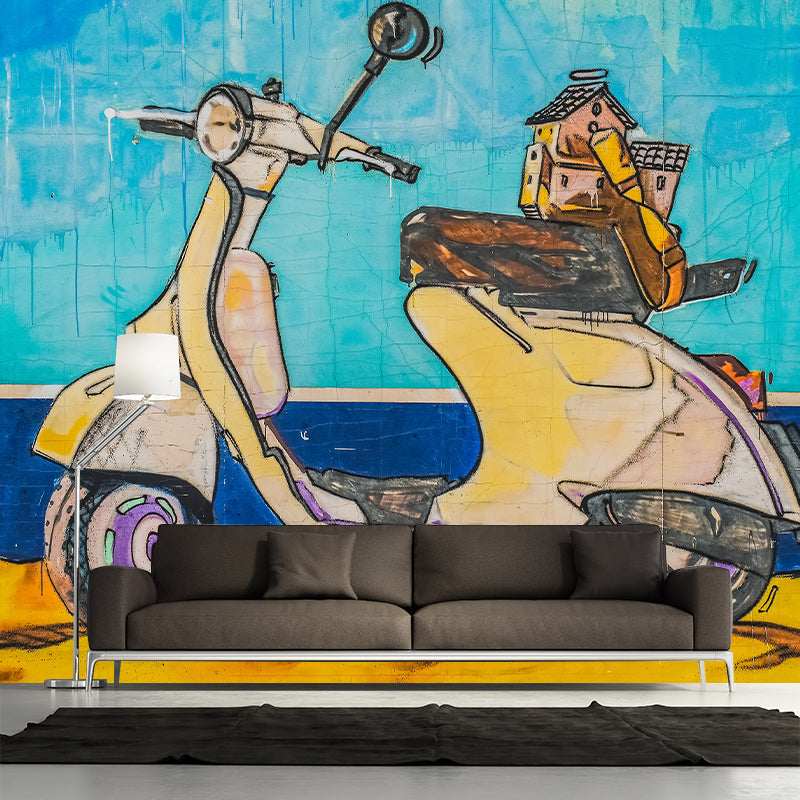 Car Transportation Mural Contemporary Wall Covering for Living Room, Waterproofing