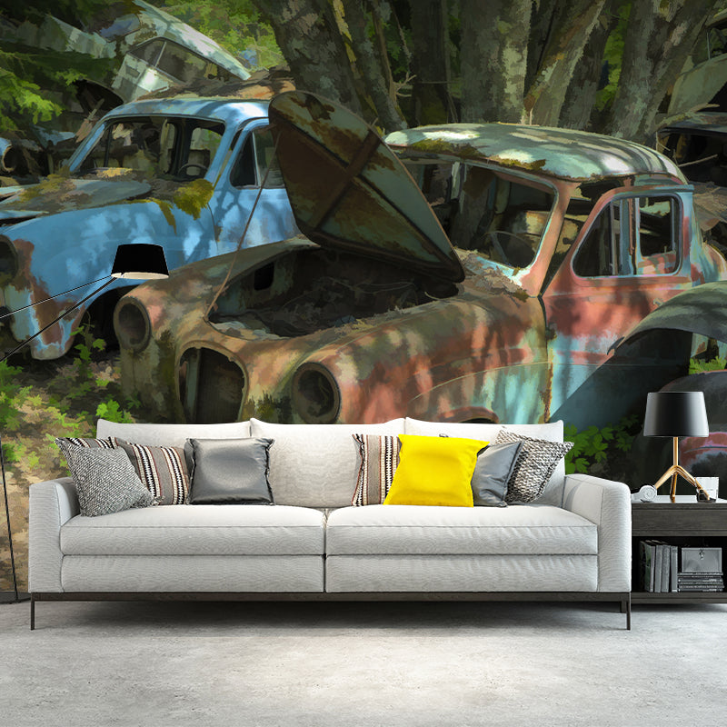 Car Transportation Contemporary Mural Decal Sitting Room Moisture Resistant Wall Decor