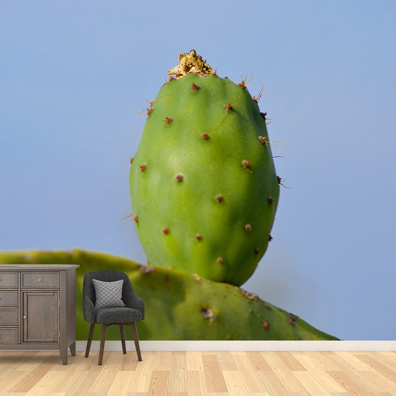 Green Cactus Wall Mural Giant Wall Covering for Dining Room, Moisture Resistant