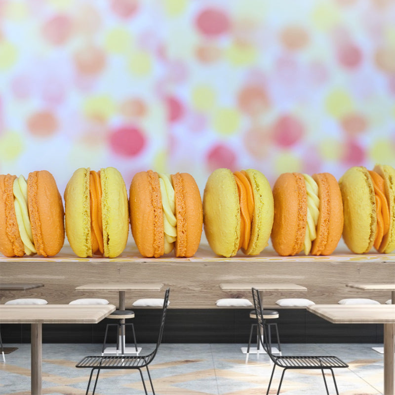 Contemporary Macaron Wall Decor Mural Moisture Resistant for Cake Shop