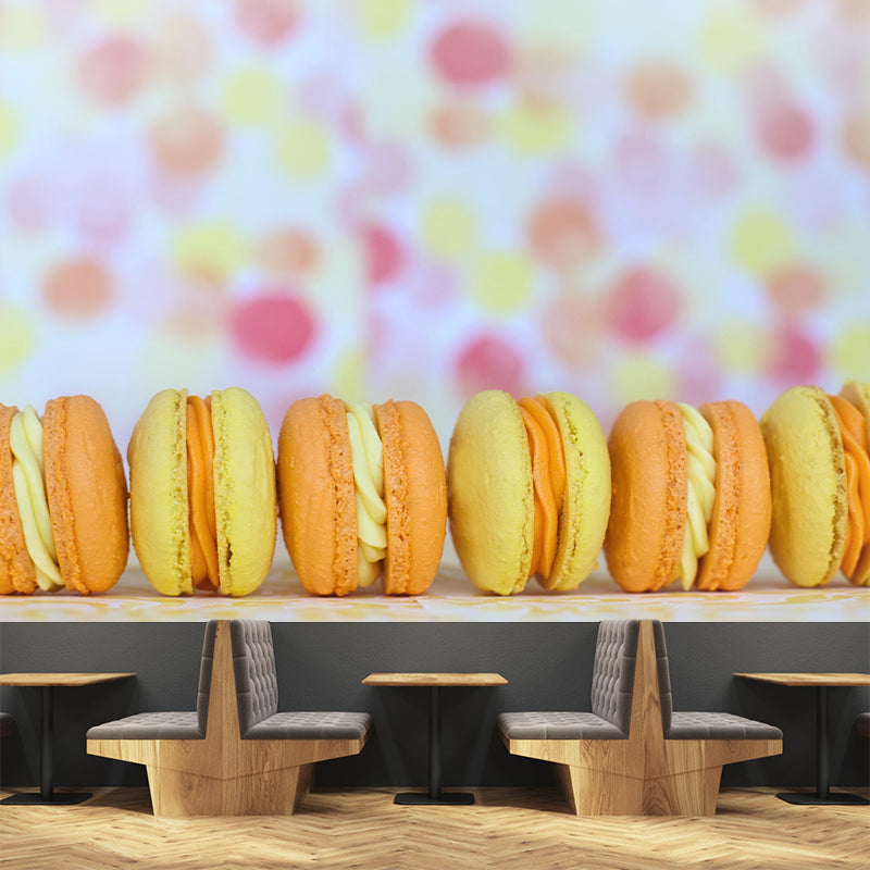 Contemporary Macaron Wall Decor Mural Moisture Resistant for Cake Shop