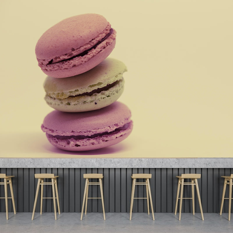 Contemporary Macaron Wall Mural Environment Friendly Wallpaper for Cake Shop