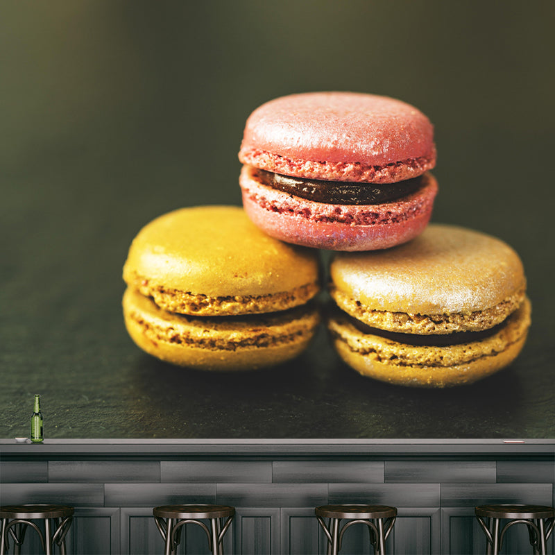 Contemporary Macaron Wall Mural Environment Friendly Wallpaper for Cake Shop