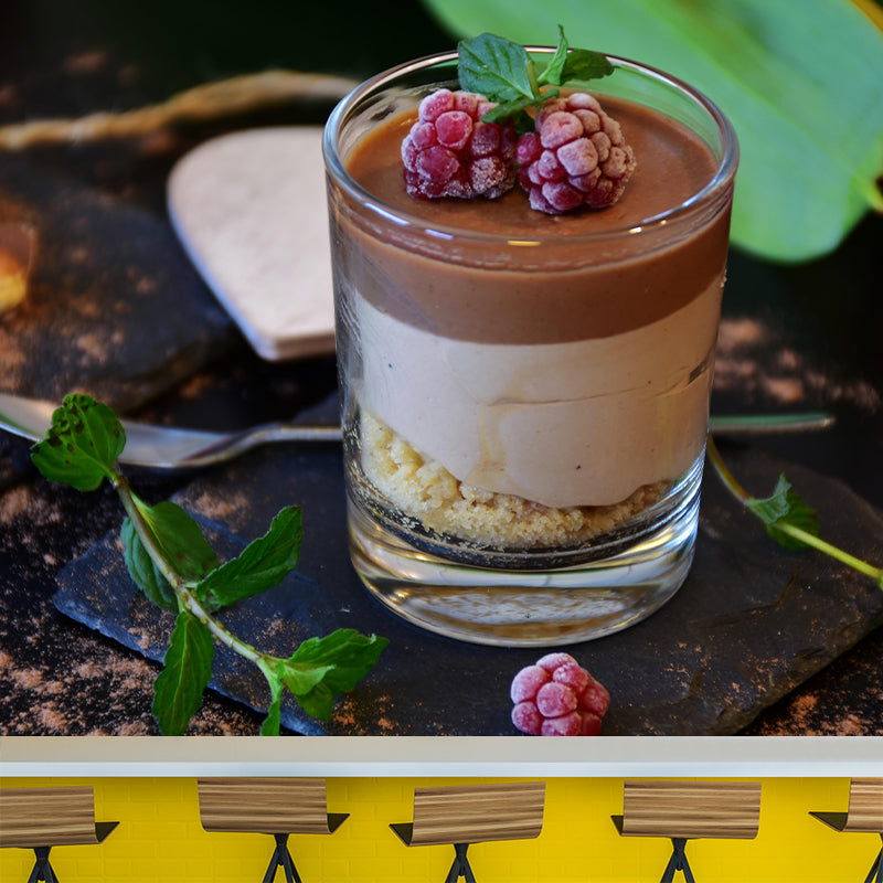 Contemporary Chocolate Mousse Wall Mural Environment Friendly Wallpaper for Cake Shop