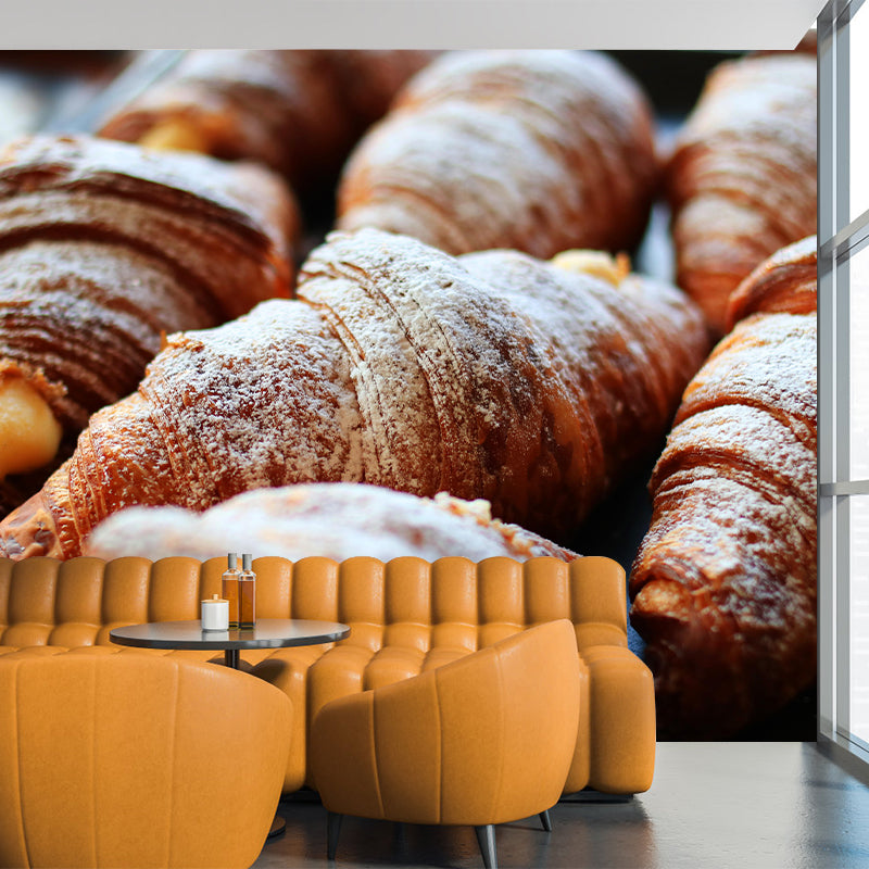 Contemporary Croissant Wall Mural Environment Friendly Wallpaper for Cake Shop