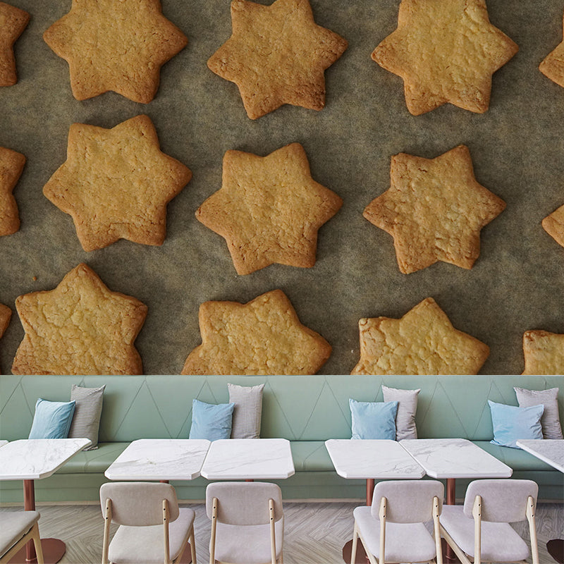 Contemporary Butter Biscuits Wall Mural Environment Friendly Wallpaper for Cake Shop