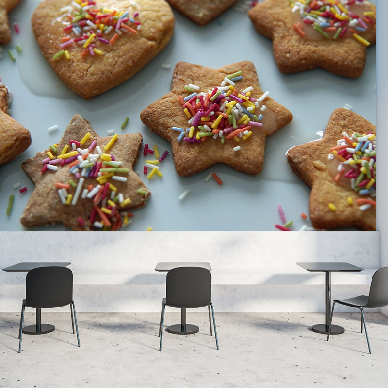 Contemporary Butter Biscuits Wall Mural Environment Friendly Wallpaper for Cake Shop