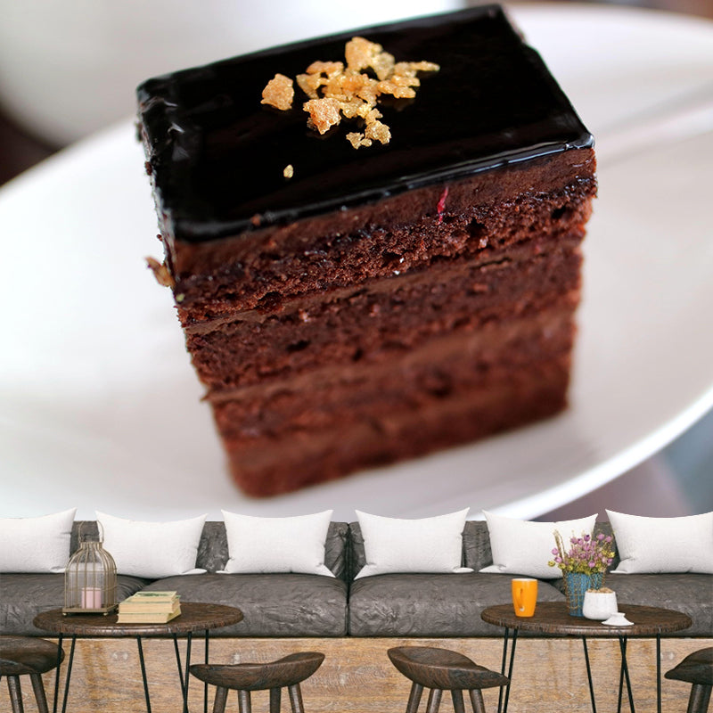 Contemporary Chocolate Cake Wall Mural Environment Friendly Wallpaper for Cake Shop