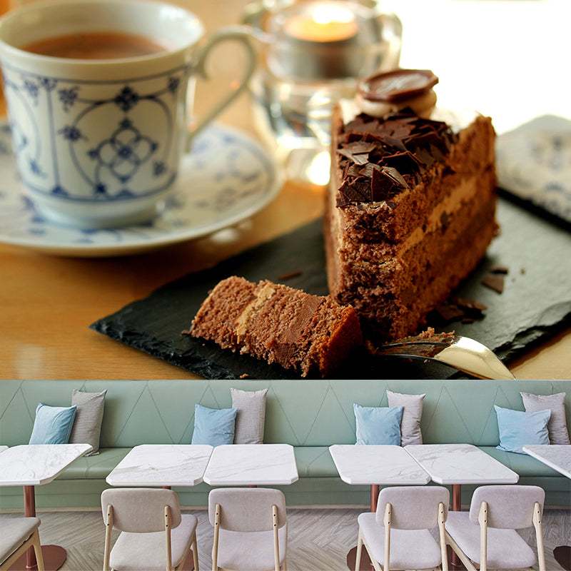 Contemporary Chocolate Cake Wall Mural Environment Friendly Wallpaper for Cake Shop