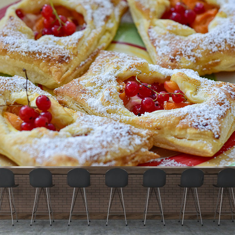 Contemporary Pastry Wall Mural Environment Friendly Wallpaper for Cake Shop