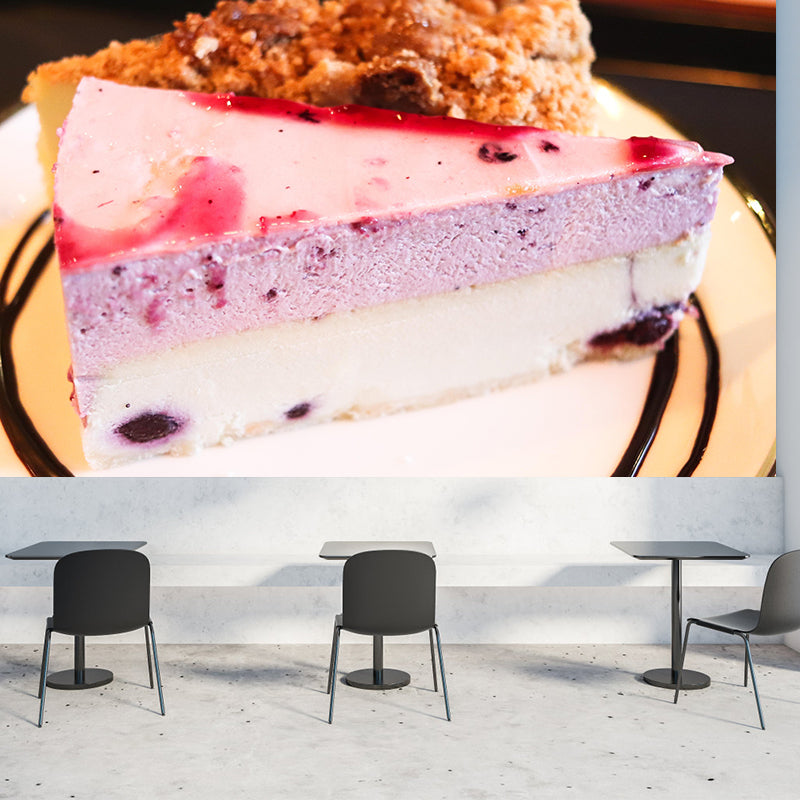 Contemporary Cheesecake Wall Decor Mural Moisture Resistant for Cake Shop