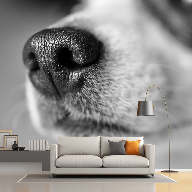 Customized Dog Nose Wall Mural Wallpaper Horizontal Photography for Sitting Room