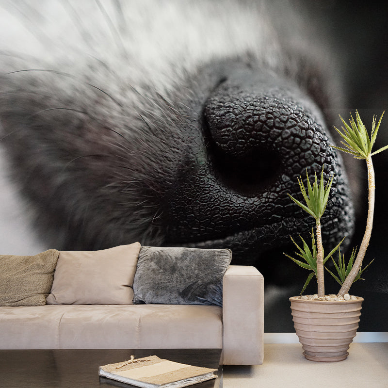Customized Dog Nose Wall Mural Wallpaper Horizontal Photography for Sitting Room