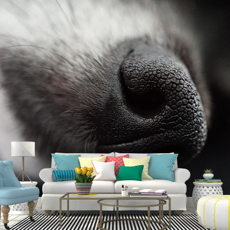 Customized Dog Nose Wall Mural Wallpaper Horizontal Photography for Sitting Room