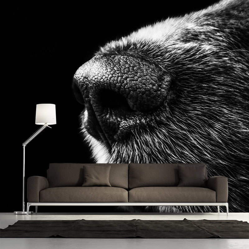 Customized Dog Nose Wall Mural Wallpaper Horizontal Photography for Sitting Room