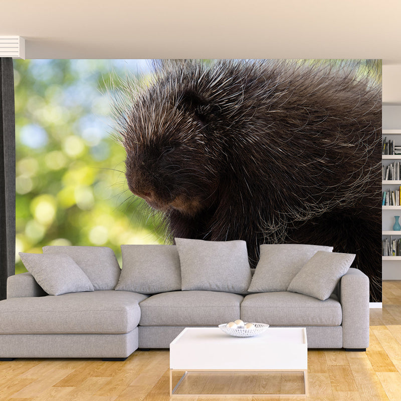 Environment Friendly Mural with Porcupine Painting Mildew Resistant Wallpaper Home Decor