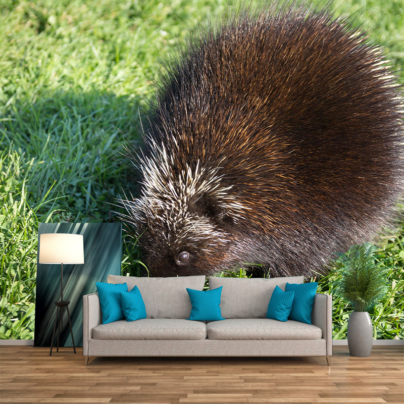 Environment Friendly Mural with Porcupine Painting Mildew Resistant Wallpaper Home Decor