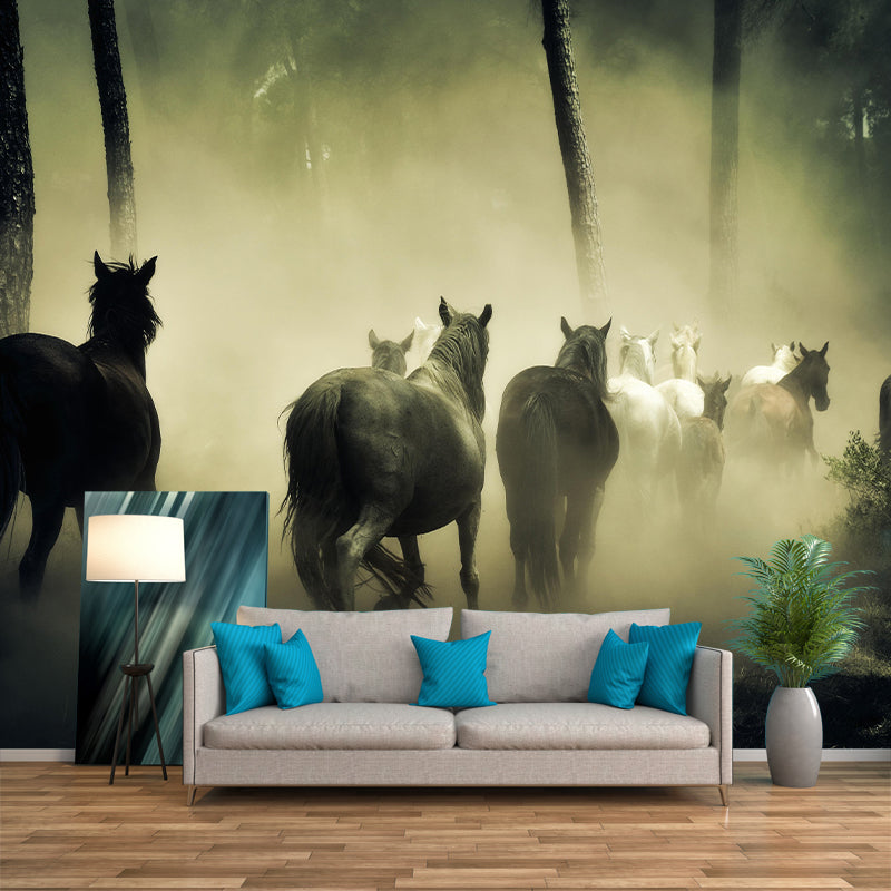 Customized Horse Wall Mural Wallpaper Horizontal Photography for Sitting Room