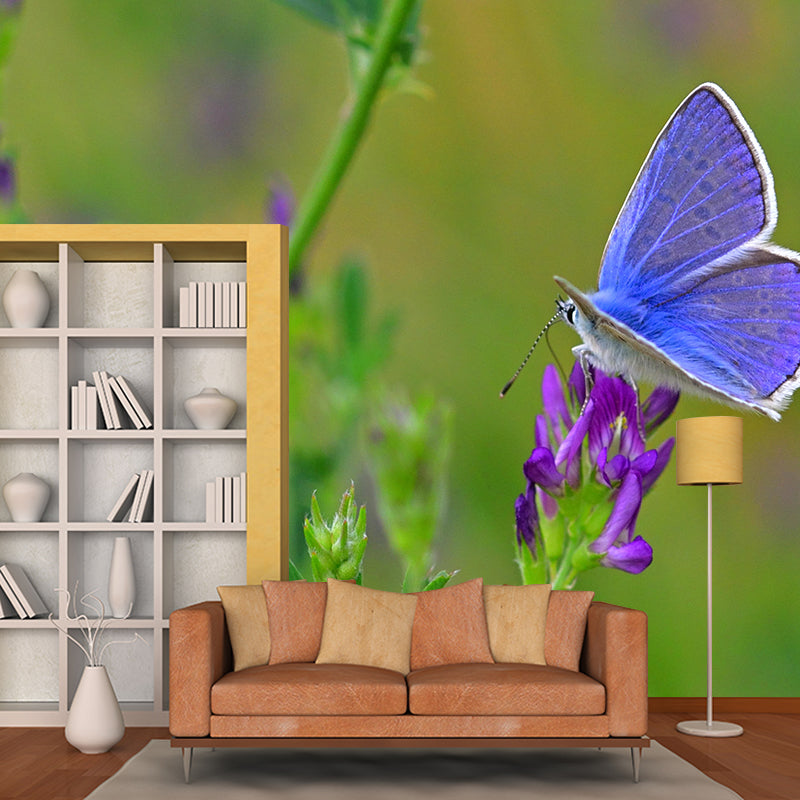 Environment Friendly Mural with Butterfly Painting Mildew Resistant Wallpaper Home Decor