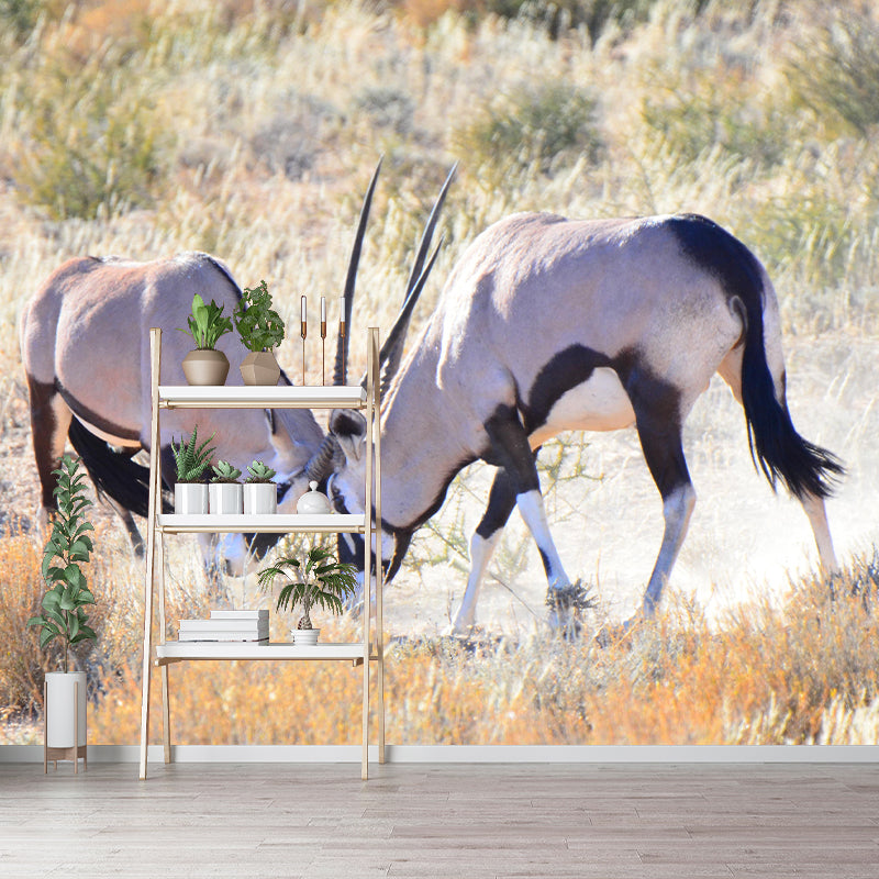 Customized Antelope Wall Mural Wallpaper Horizontal Photography for Sitting Room