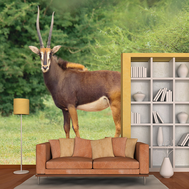 Customized Antelope Wall Mural Wallpaper Horizontal Photography for Sitting Room