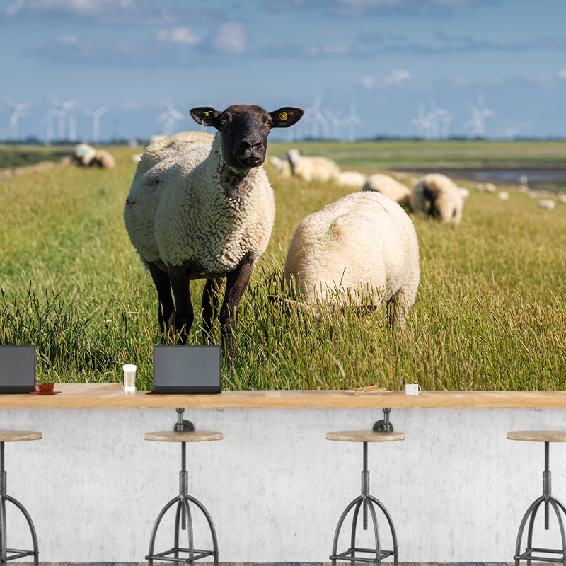 Lovely Animal Sheep Mural Decal Customized Contemporary Style Wall Covering