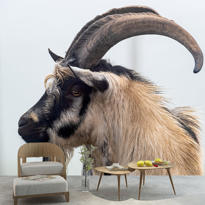 Customized Goat Wall Mural Wallpaper Horizontal Photography for Sitting Room
