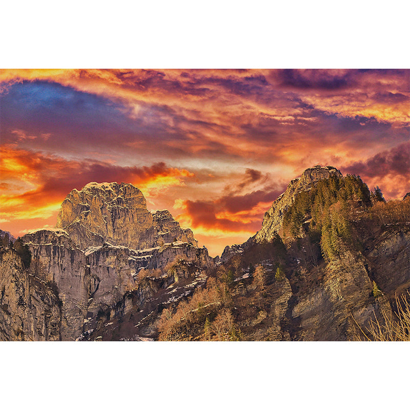 Mountain Landscape Removable Wall Mural for Sitting Room, Personalized Size