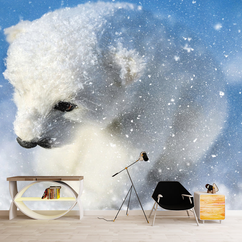 Polar Bear Mural Wallpaper for Accent Wall, Personalized Size Available