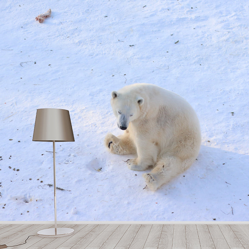Polar Bear Mural Wallpaper for Accent Wall, Personalized Size Available