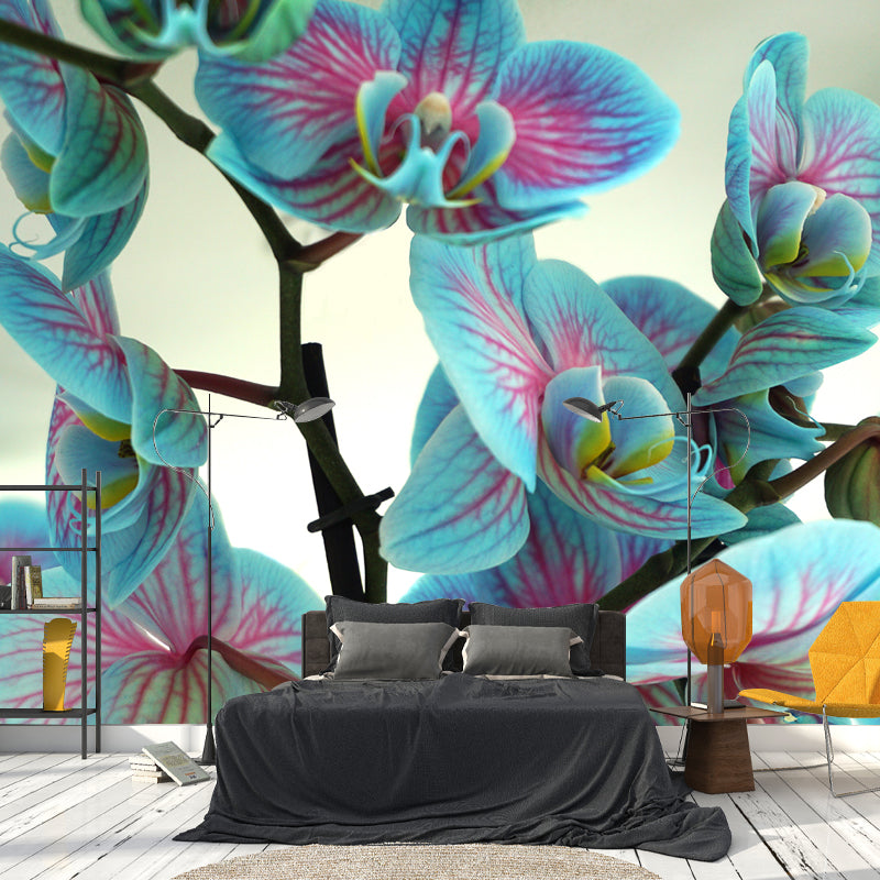 Orchid Mural Wallpaper Modernism Wall Art for Home, Personalized Size Available
