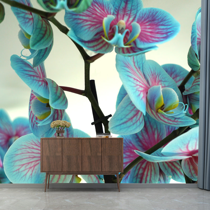 Orchid Mural Wallpaper Modernism Wall Art for Home, Personalized Size Available