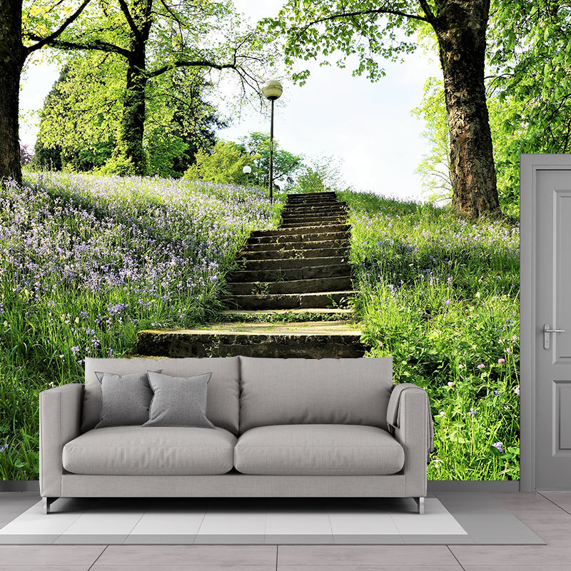 Photography Stairs Architecture Mural Wallpaper Stain Resistant for Bedroom