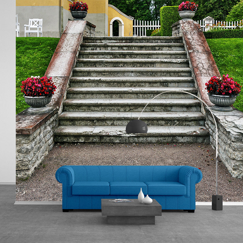Contemporary Stairs Architecture Mural Wallpaper Stain Resistant for Room
