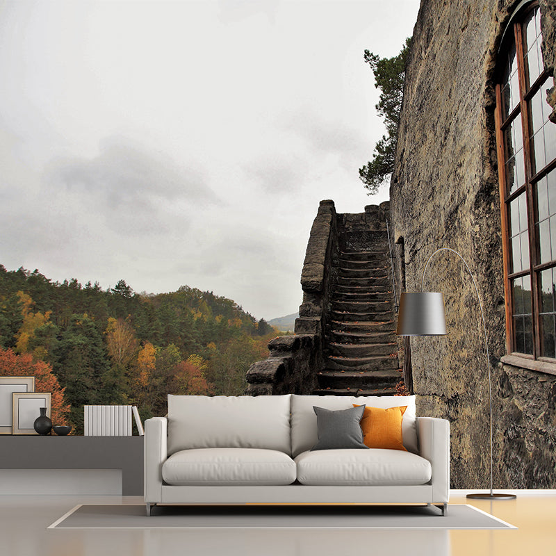 Contemporary Stairs Architecture Mural Wallpaper Stain Resistant for Room