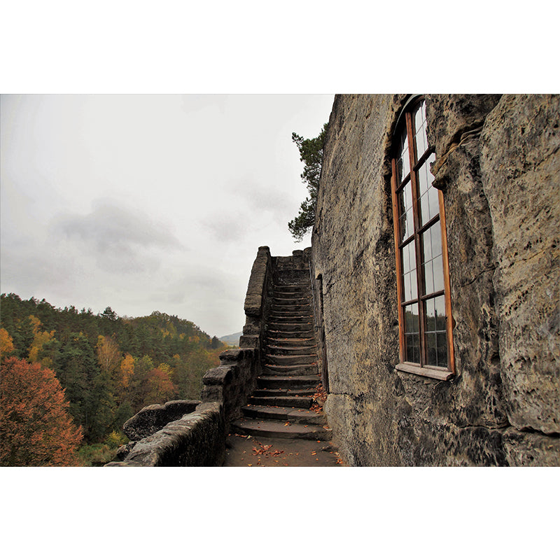 Contemporary Stairs Architecture Mural Wallpaper Stain Resistant for Room