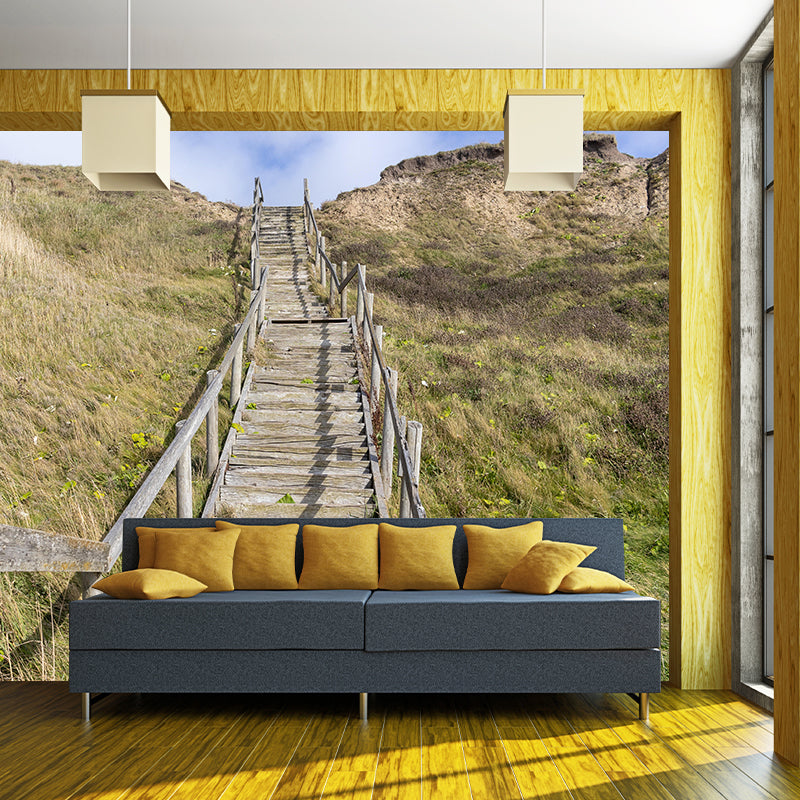 Contemporary Stairs Architecture Mural Wallpaper Stain Resistant for Room