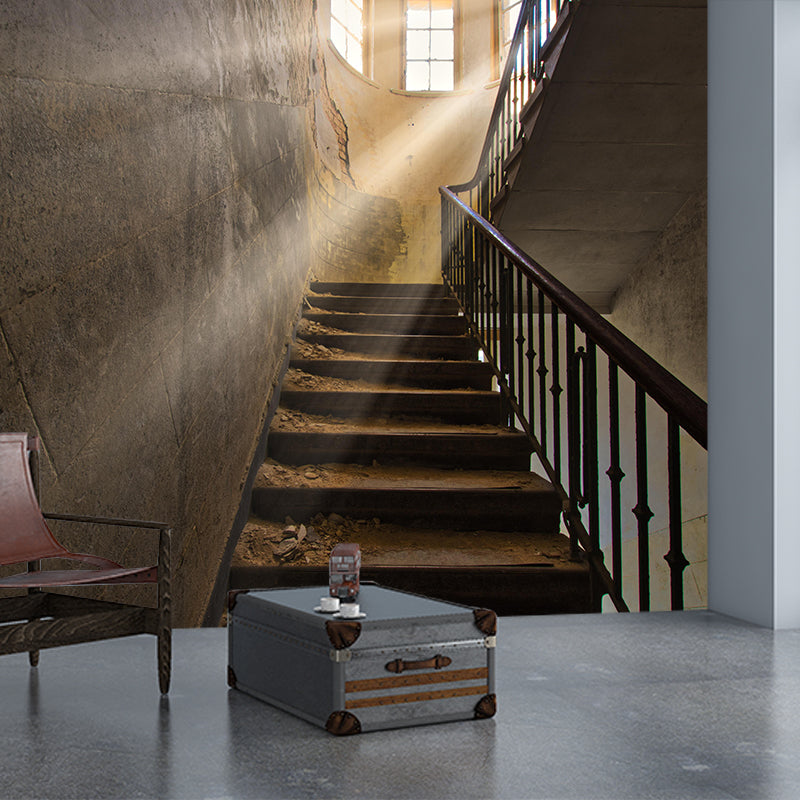 Contemporary Stairs Architecture Mural Wallpaper Stain Resistant for Room