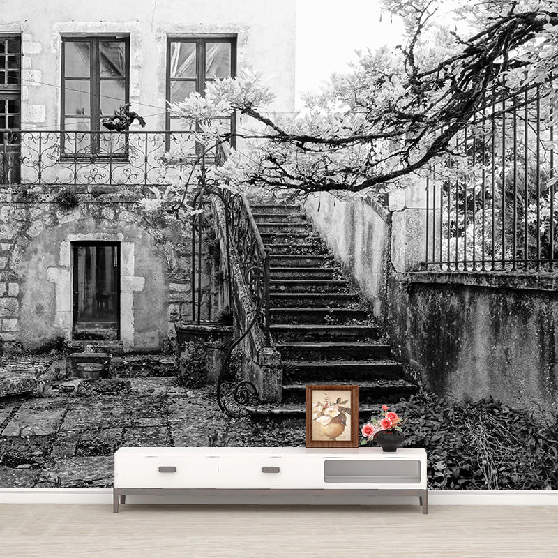 Stairs Architecture Mural Wallpaper Stain Resistant Wall Decor for Home