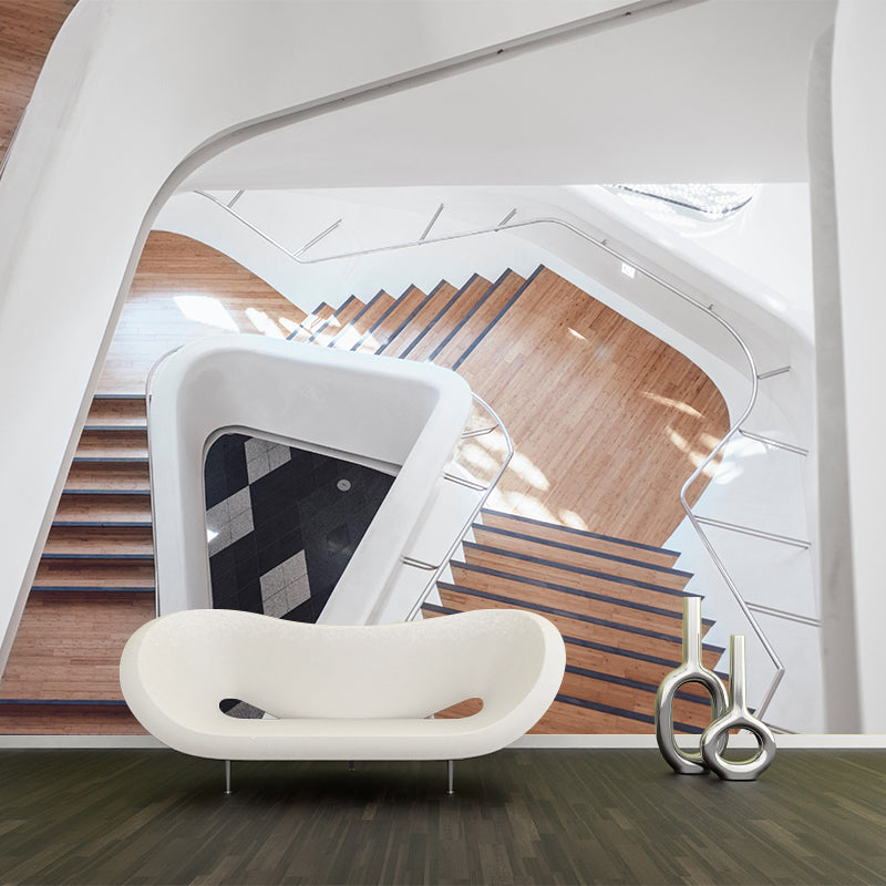 Customized Modern Stairs Building Mural Wallpaper Wall Covering for Accent Wall