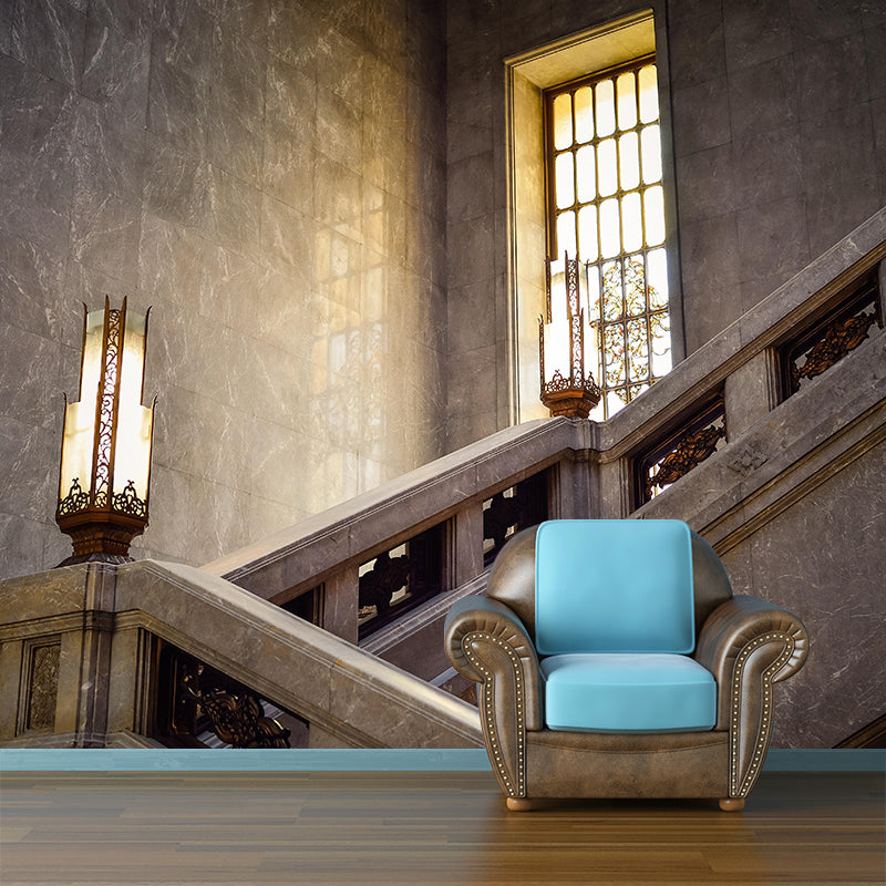 Stairs Architecture Mural Wallpaper Stain Resistant Wall Decor for Adult Room