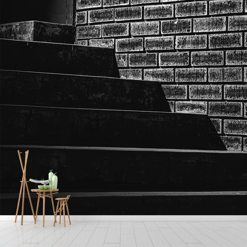 Contemporary Style Stairs Mural Wallpaper Stain Resistant for Adult Room