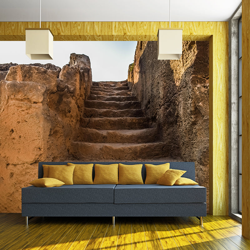 Contemporary Stairs Architecture Mural Wallpaper Stain Resistant for Decoration