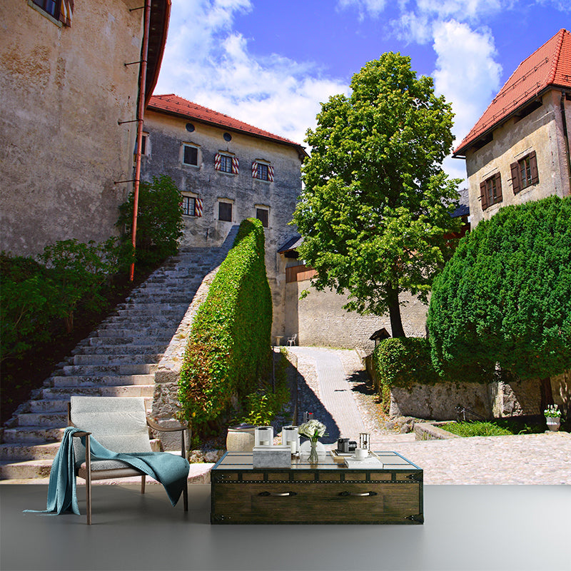 Contemporary Stairs Architecture Mural Wallpaper Stain Resistant for Bedroom