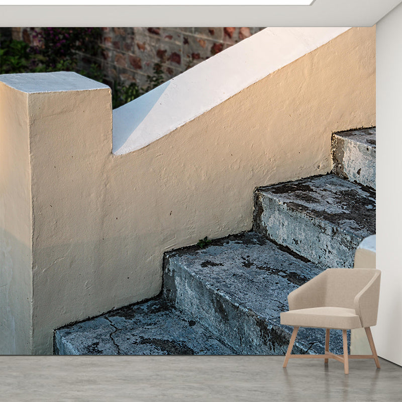 Stain Resistant Stairs Architecture Mural Wallpaper for Living Room