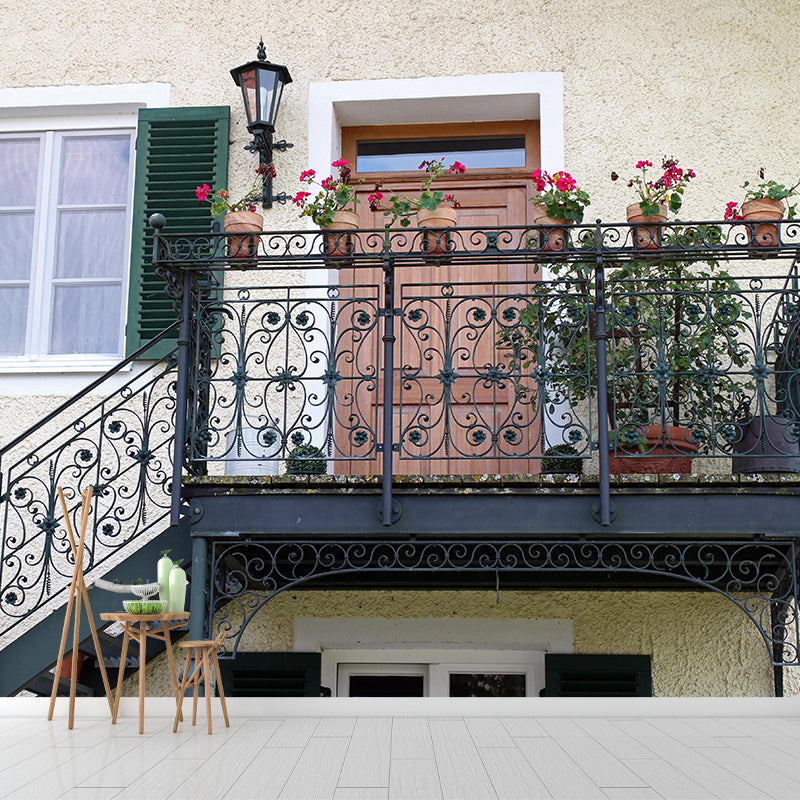 Contemporary Stairs Architecture Mural Stain Resistant for Living Room