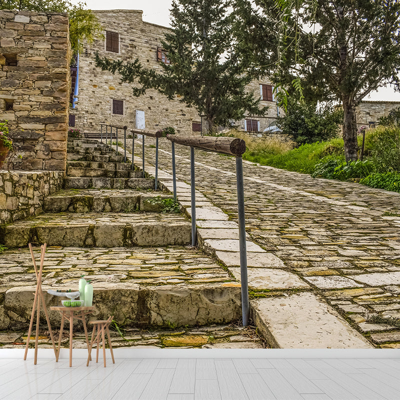 Stairs Architecture Mural Wallpaper Stain Resistant Wall Decor for Home Decor